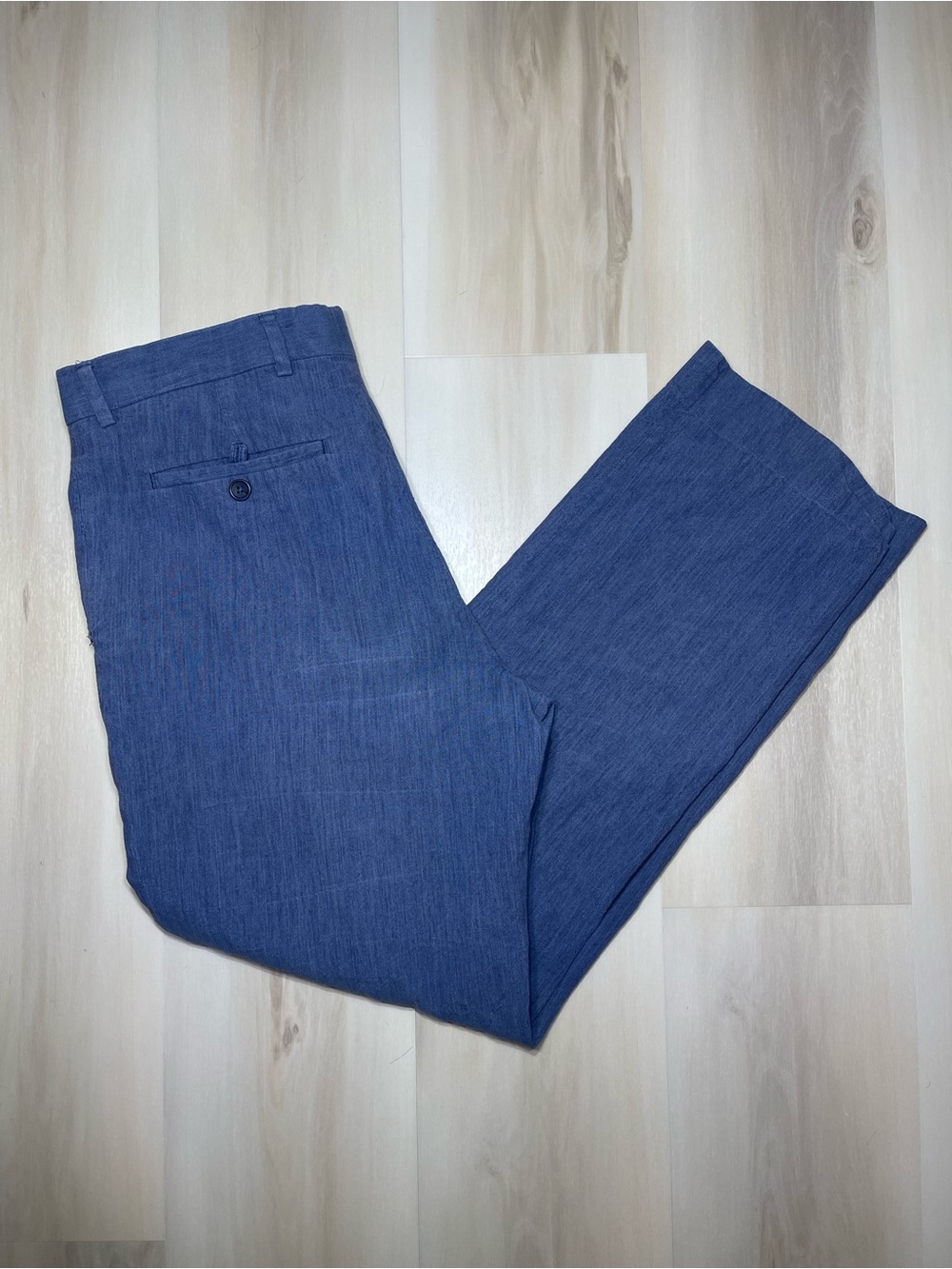 Banana Republic Trousers Men’s Sz 32x32 Blue Linen Blend Tailored Dress Pants